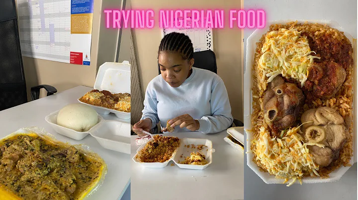 Trying Nigerian food for the first time| jollof rice and egusi soup #roadto500subs