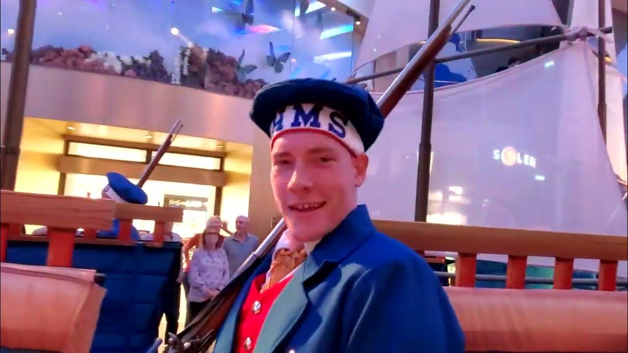 Wonder of the Seas, Royal Promenade Parade, Anchors Aweigh! YouTube
