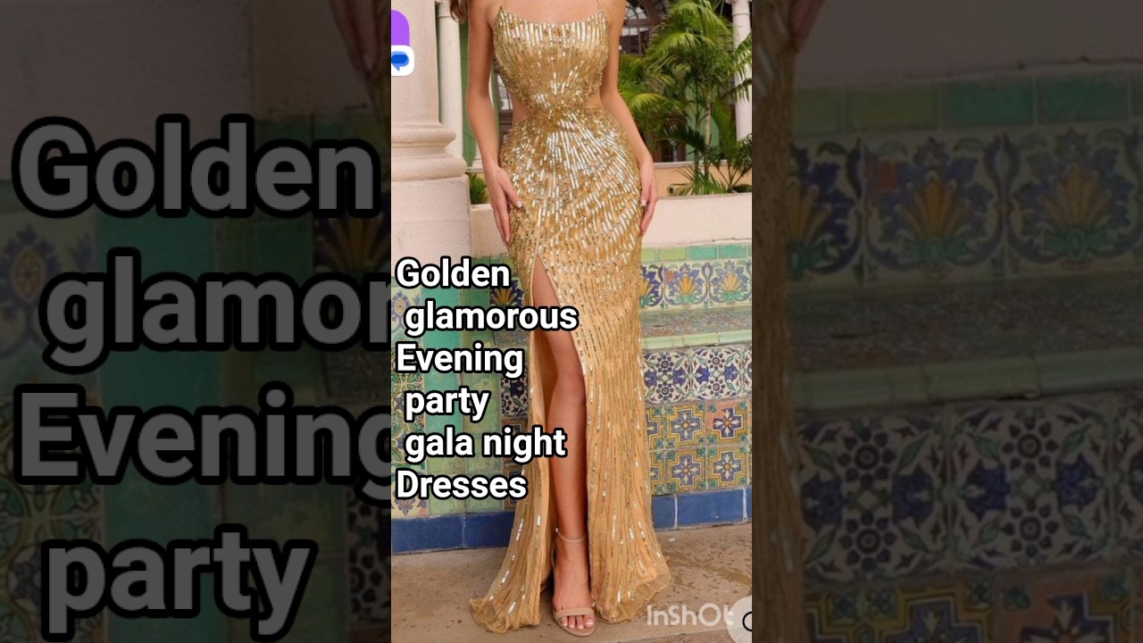 Golden glamorous evning gla night dress 