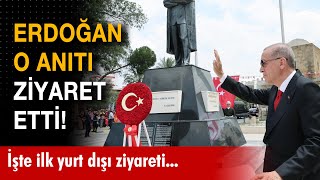 Erdoğan, Lefkoşa Atatürk Anıtı'na böyle çelenk bıraktı Resimi