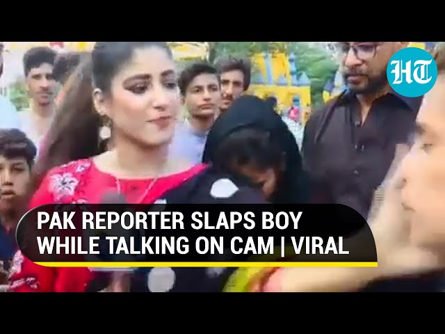 Viral: Pak journo slaps boy on live TV; Netizens blame kid for heckling her I Watch class=