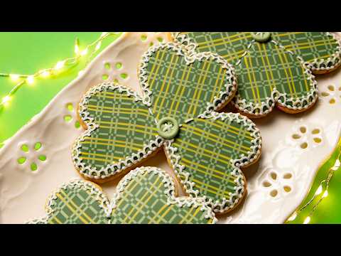 Full Tutorial Plaid Quilt Shamrock Cookies for Saint Patrick's Day thumbnail