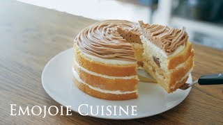 Mont Blanc chestnut cake Recipe |モンブランケーキの作り方 |  Emojoie Cuisine