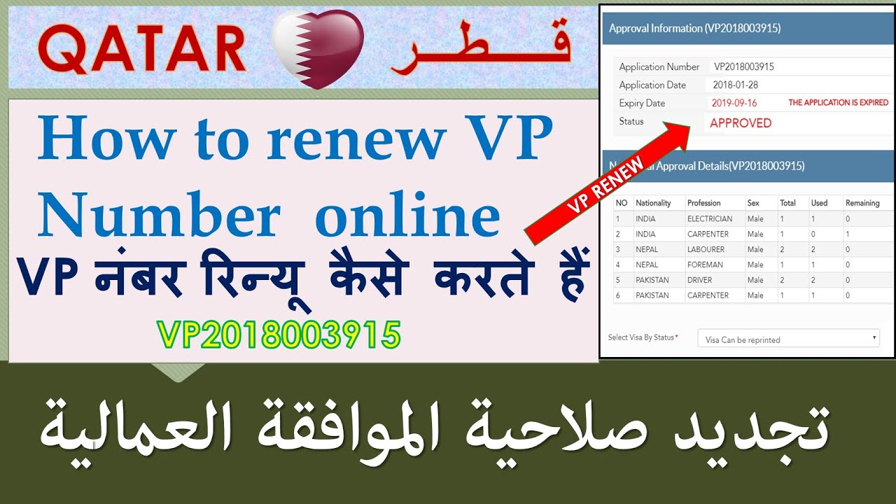 How to renew vp number of Qatar //Qatar VP No Renew// VP number kaise