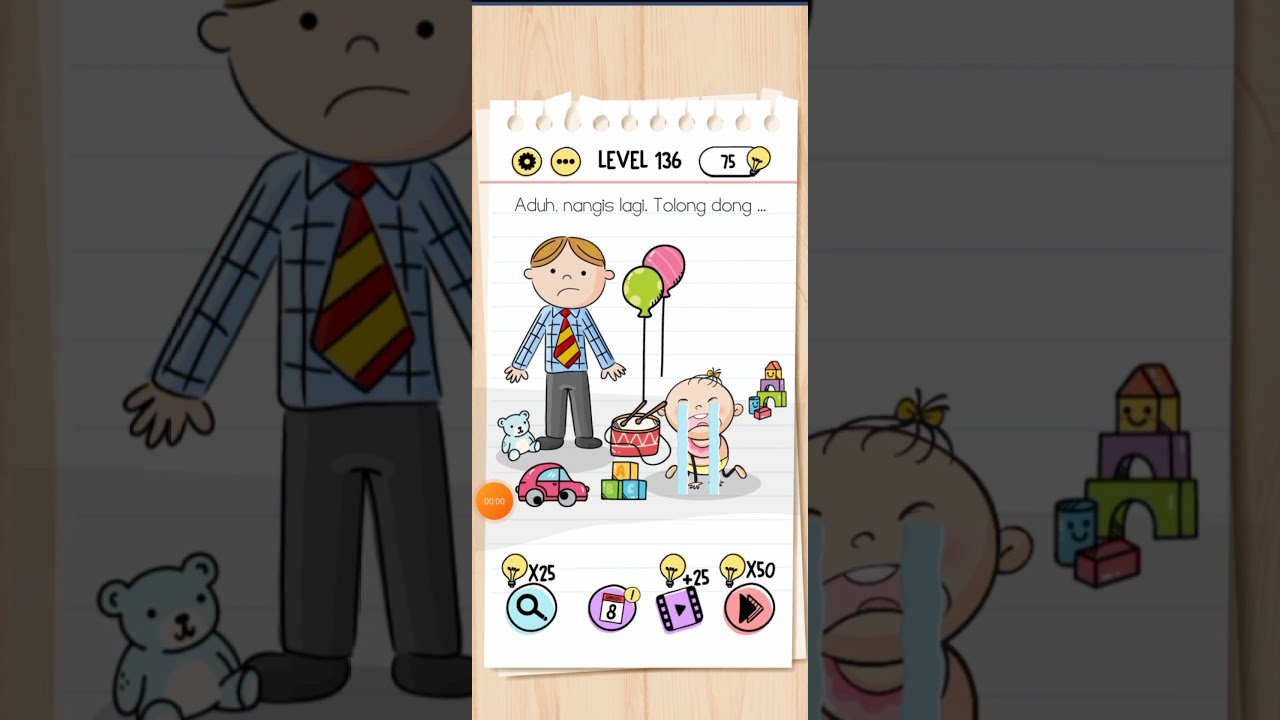Aduh nangis lagi tolong dong brain test level 136