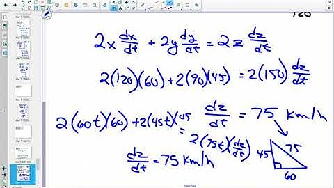 45S Related Rate Problems Right Angle Triangle