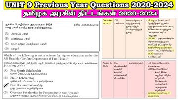 TNPSC GROUP 1,2,2A,4: tnpsc unit9 previous year question | tnpsc unit 9 schemes | group4 unit9 class