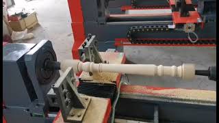 single axis and two cutters wood lathe machine