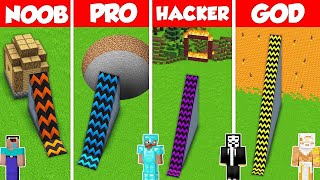 TRAMPOLINE RAMP BASE BUILD CHALLENGE - Minecraft Battle: NOOB vs PRO vs HACKER vs GOD / Animation