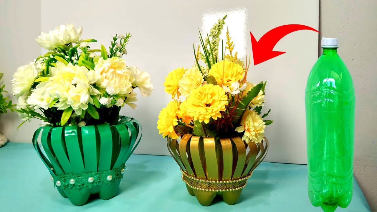Artesanato com GARRAFA PET - Super Ideia com Garrafa Pet | Vaso ...