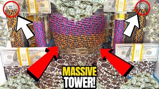 WORLD’S “LARGEST” EASTER BASKET TOWER CRASH! HIGH LIMIT COIN PUSHER MEGA MONEY JACKPOT!