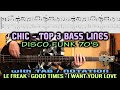 Chic BASS TAB - Le Freak / Good Times / I Want Your Love COVER LESSON - DISCO FUNK 70s BASS LINES