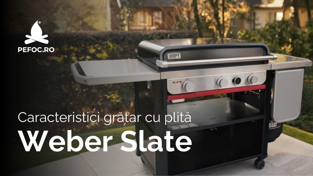 Gratar pe Gaz Premium Weber Slate GPSB 76 cu Masa Extinsa – Design