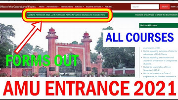 Amu Entrance Exam 2021 Application form,All courses agya hai,Amu Admission 2021 full details #amu