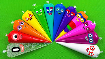 Rainbow SLIME 🌈 Look Numberblocks, Alphablocks, Alphabet Lore, Cocomelon with Piping Bags! ASMR
