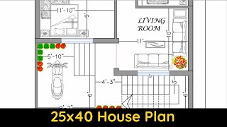 25x40 House Plan | 3 Bed Room House Plan | 1000 Sqft House Plan Ideas | DK 3D Home Design
