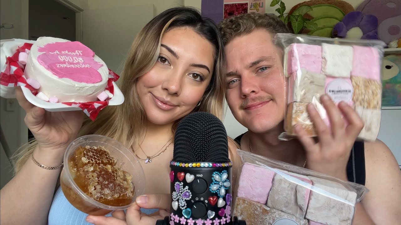 ASMR eating homemade marshmallows, cake & honeycomb 🧁🍯 ~intense~ 80k Subs Special!!! 💖| Whispered