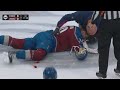 Nathan mackinnon keeps bleeding all over the ice after hit from taylor hall