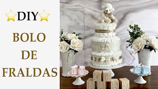 ⭐️BOLO DE FRALDAS UNISEX PARA CHA REVELAÇÃO OU CHA DE BEBÊ/DIY SUPER SIMPLES