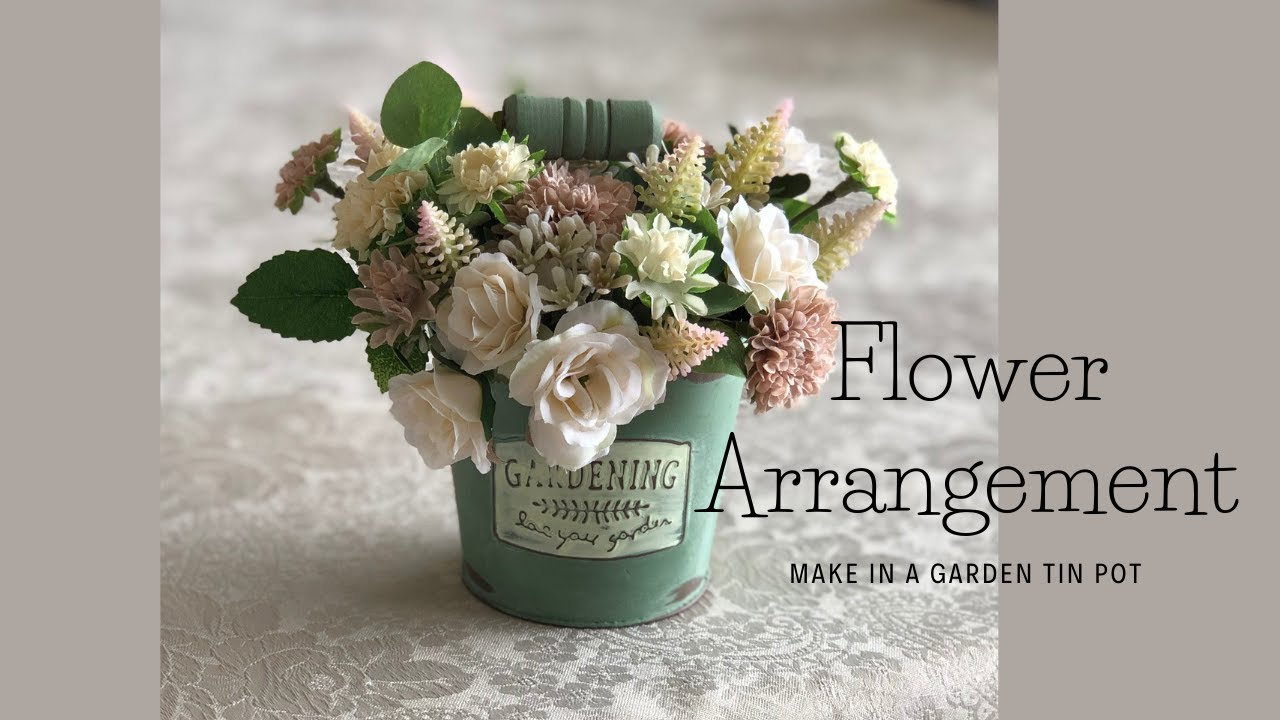 【超美品】造花合成花アレンジメント用花材セット ガーデニングDIYデコ園芸工作 100均造花】ニュアンスカラーで大人可愛いアレンジ/花材費900円 - YouTube