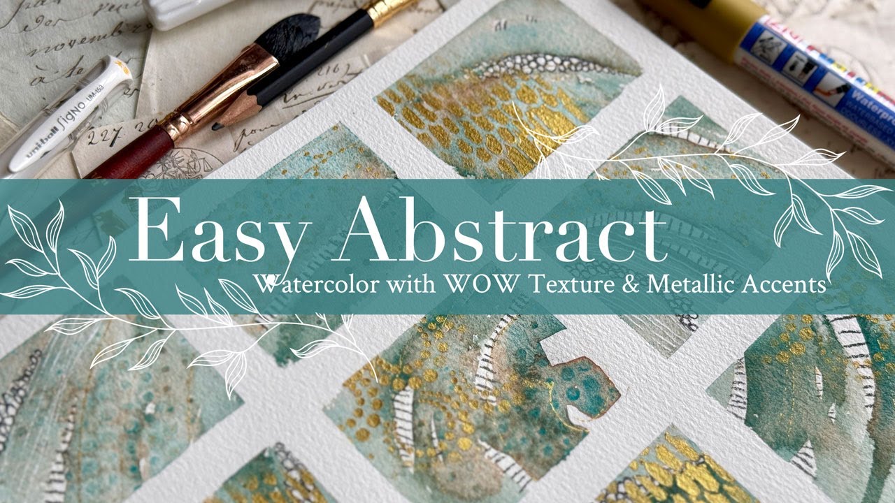 Простая абстрактная акварель с WOW-текстурой и металлическими акцентами