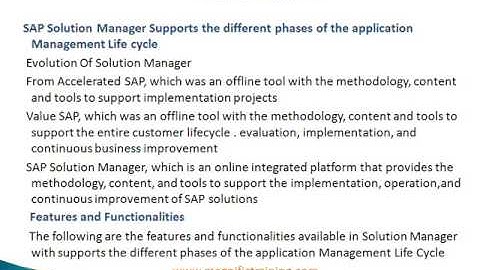 Sap Solution ManagerSMONLINE TRAINING