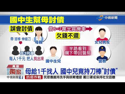 女兒男友欠錢不還 母要兒找人變"討債"│中視新聞 20201006
