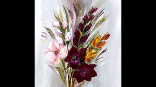 Painting Gladioli in Acrylic, Flower Painting,  Gladiolen malen in Acryl, Blumenmalerei, V415