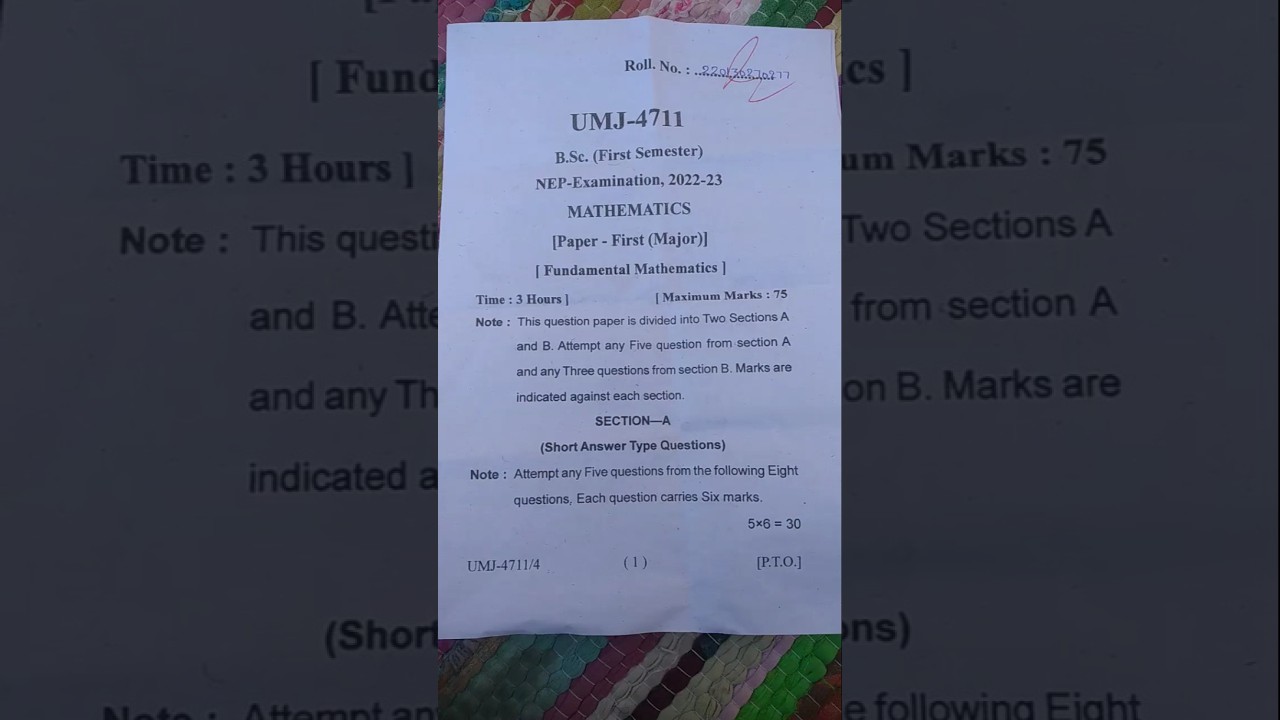 BSC 1 semester Maths paper NEP- 2023 ( kumaun University) Mbpg clg haldwani