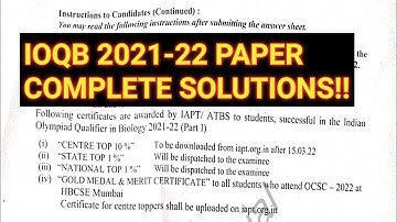 IOQB 2022 Paper with complete Solutions|| PW - Unofficial ||