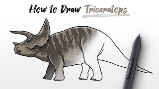 How To Draw A Triceratops Dinosaur From Juric World Camp Cretaceous Step By Step