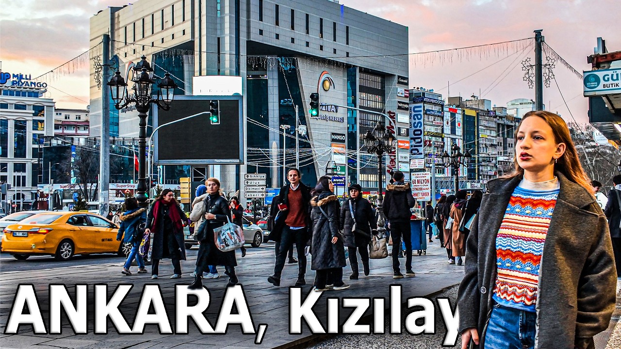 Akşam Olurken Kızılay Meydanı | 4K Scenes from the Heart of Ankara as the Day Darkens