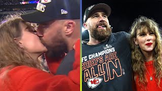 Taylor Swift and Travis Kelce KISS After Kansas City Chiefs Advance to Super Bowl!