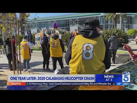 Kobe Bryant fans flock to Staples Center on anniversary of helicopter crash that killed 9