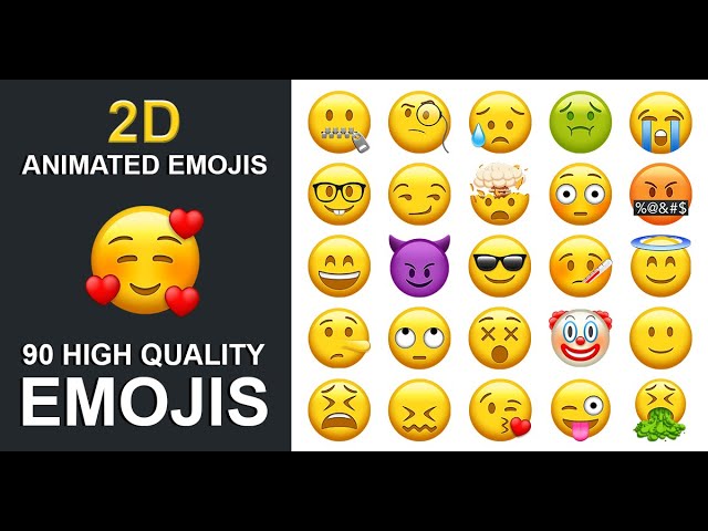 90 Animated emojis 2D - asset store class=