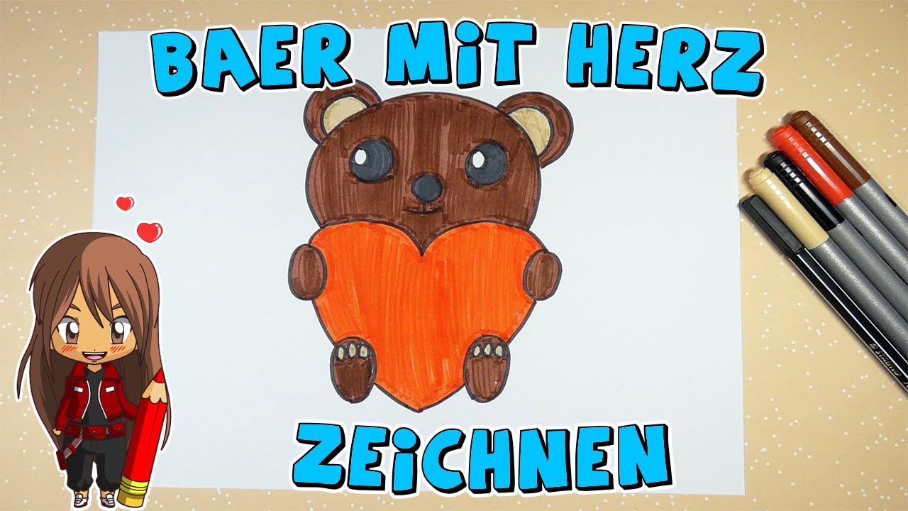 Bär mit Herz einfach malen für Kinder | ab 7 Jahren | Malen mit Evi | deutsch