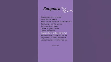 Thumbnail of Saiyaara (lyrics) - Faheem Abdullah  #aneetpadda #song #faheemabdullah #shortlyric #songlyrics