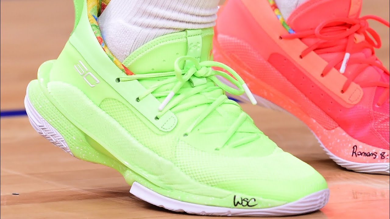 Steph is Back wearing The Under Armour Curry 7 SOUR PATCH KIDS ...