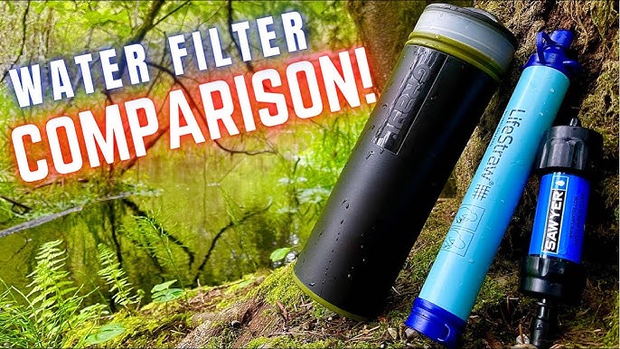 CaredWater Electric Portable Water Filter Purifier Survival for Camping  Backpacking Hiking Travel, Water Filtration System Survival Gear with  Backup