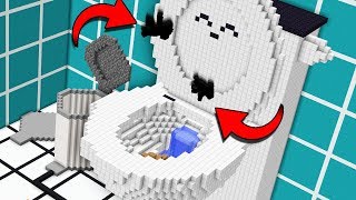 Getting flushed down a giant minecraft toilet