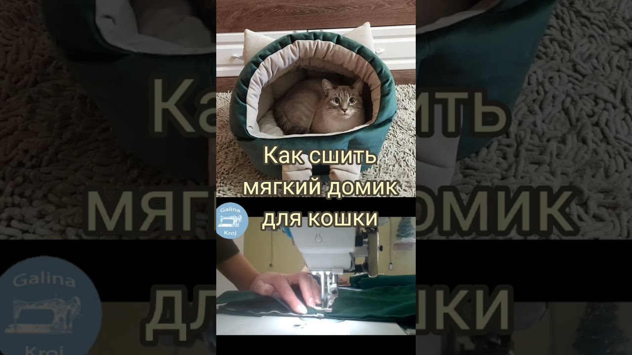 Мягкий домик для кошки. И вы сможете сшить такой! Ссылка на урок в описании.