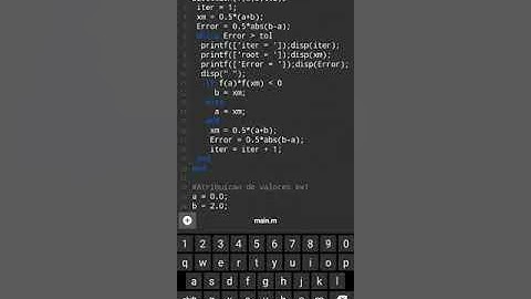 Comandos Octave executados no aplicativo Anoc - Método da Bisseção