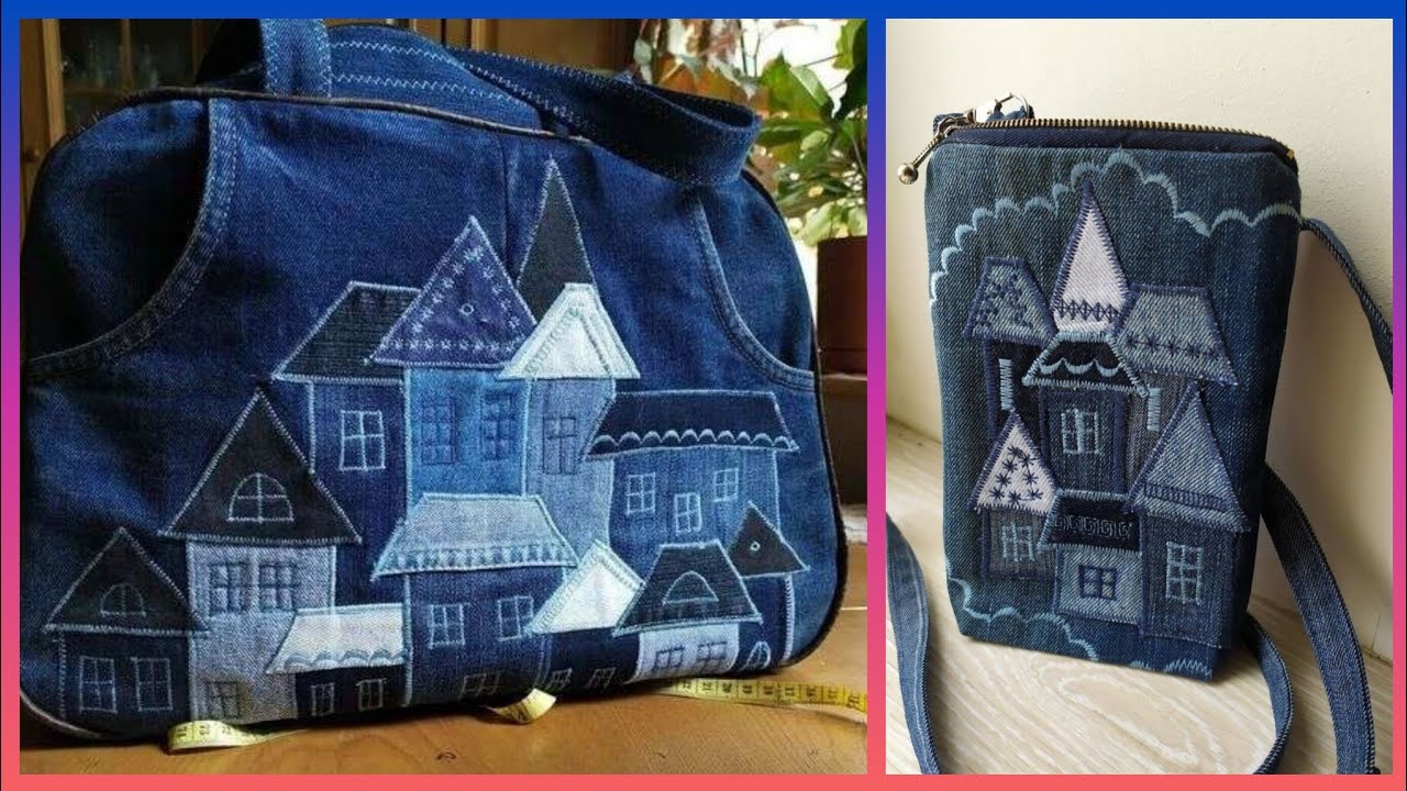 stylish Denim applic work handbag/reuse most attractive handbag design ...