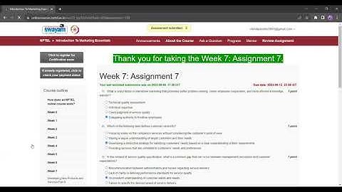 NPTEL Week 7 Introduction To Marketing Essentials assignment answer 2023 #nptel #nptelcourseanswers