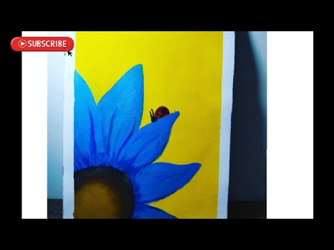         رسم وردة زرقاء بالوان الاكريليك للمبتدئين