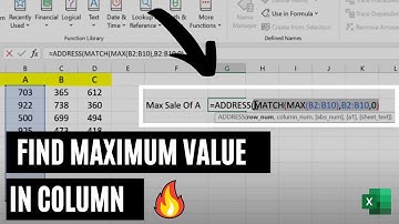 How to find maximum value in a column Using MAX, MATCH and ADDRESS Function in Excel
