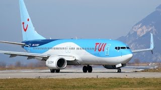 2 boeing 737-800 from the former thomson airways, now tui at chambéry
savoie airport, in french alps. g-tawd landing rwy18 & g-fdzy taking
off rwy36.© double...