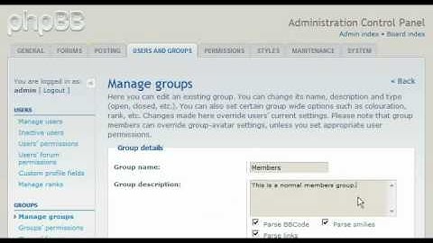 How to manage a groups in phpBB