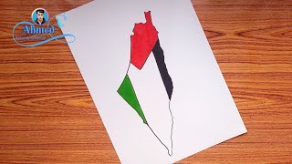 رسم خريطة فلسطين || رسم علم فلسطين || 1