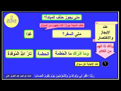 الإيجاز الم س ه ل في الن ح و 53 حذف المبتدأ جواز ا بسبب الاختصار والإيجاز عماد إبراهيم
